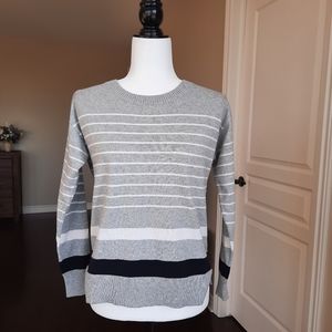 Gap Gray Striped Crew Neck Sweater, Size Small